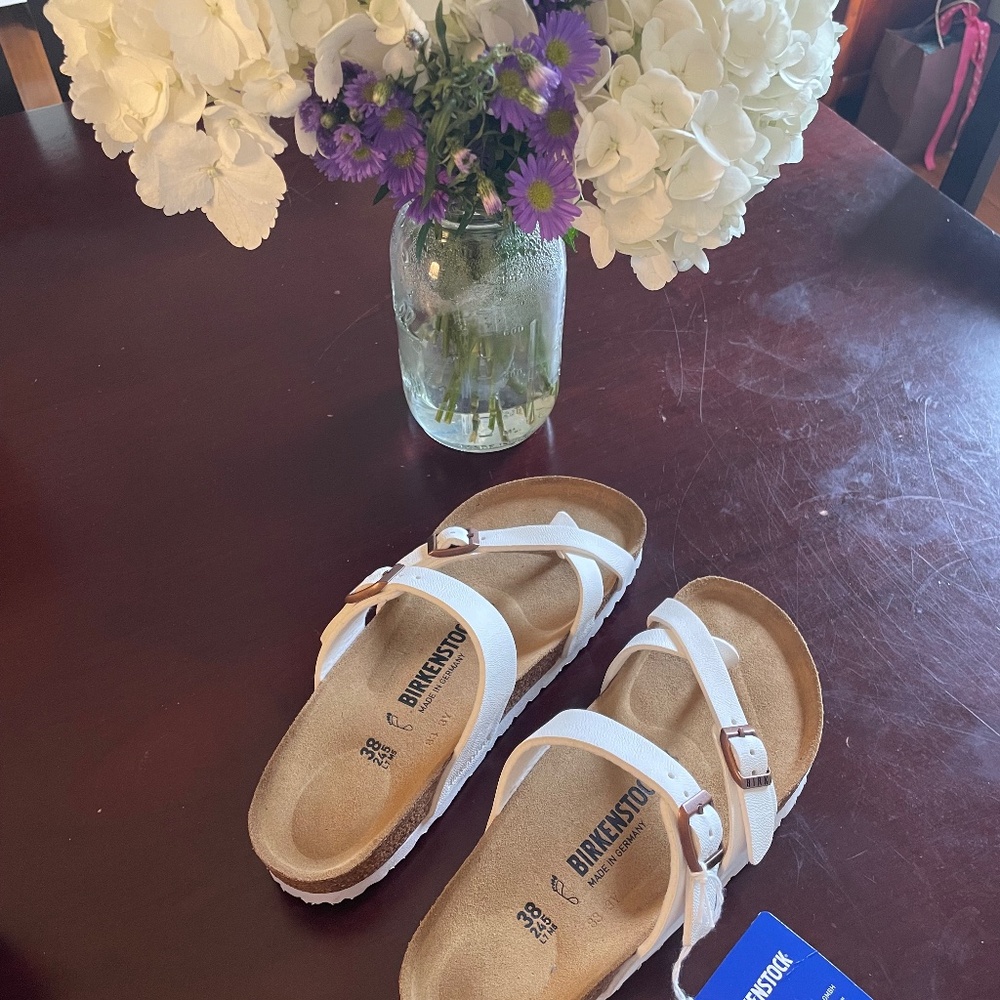 White Miyari Birkenstock Sandals